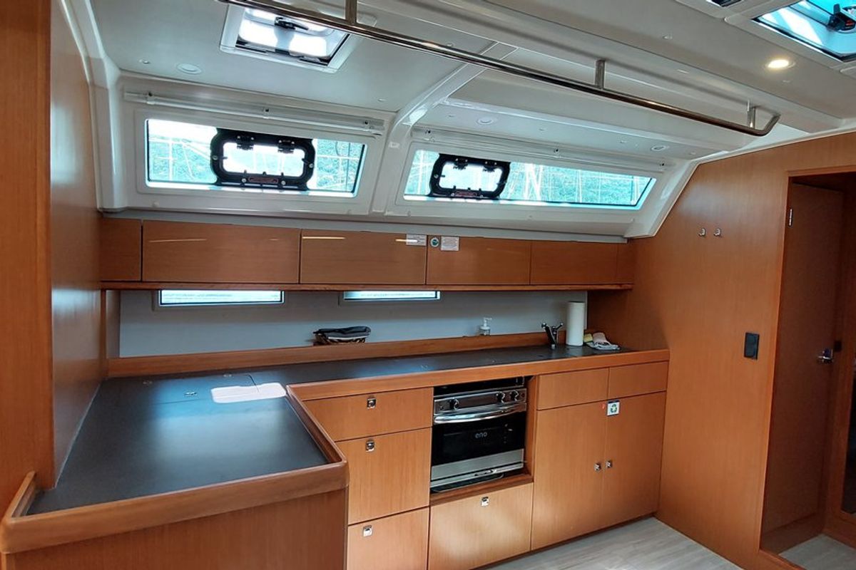 Galley of Sunny Point, a Bavaria Cruiser 46 sailboat at Dubrovnik, Croatia