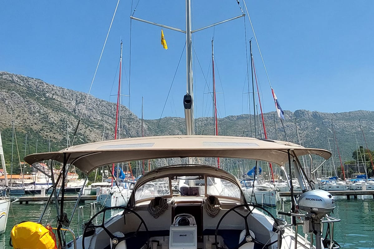 Exterior view of Sunny Point, a Bavaria Cruiser 46 sailboat at Dubrovnik, Croatia