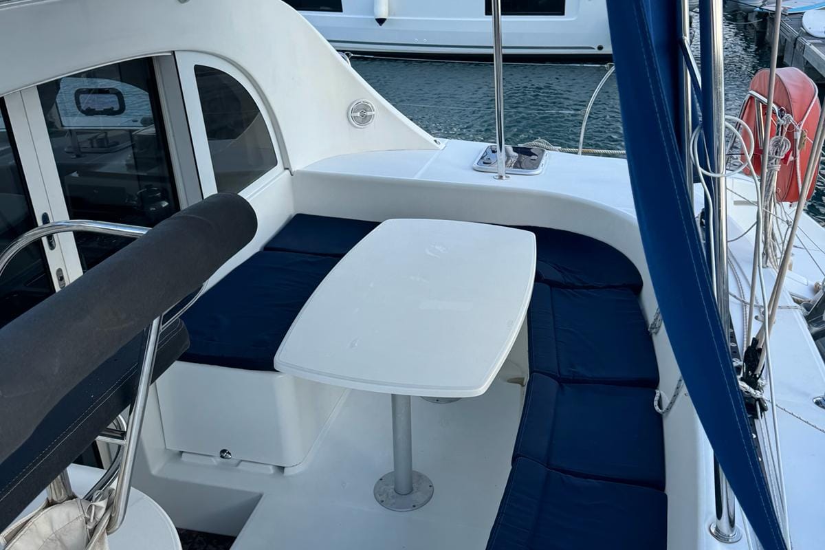 Deck of PUMA II, a Lagoon 380 catamaran at Alameda, United States