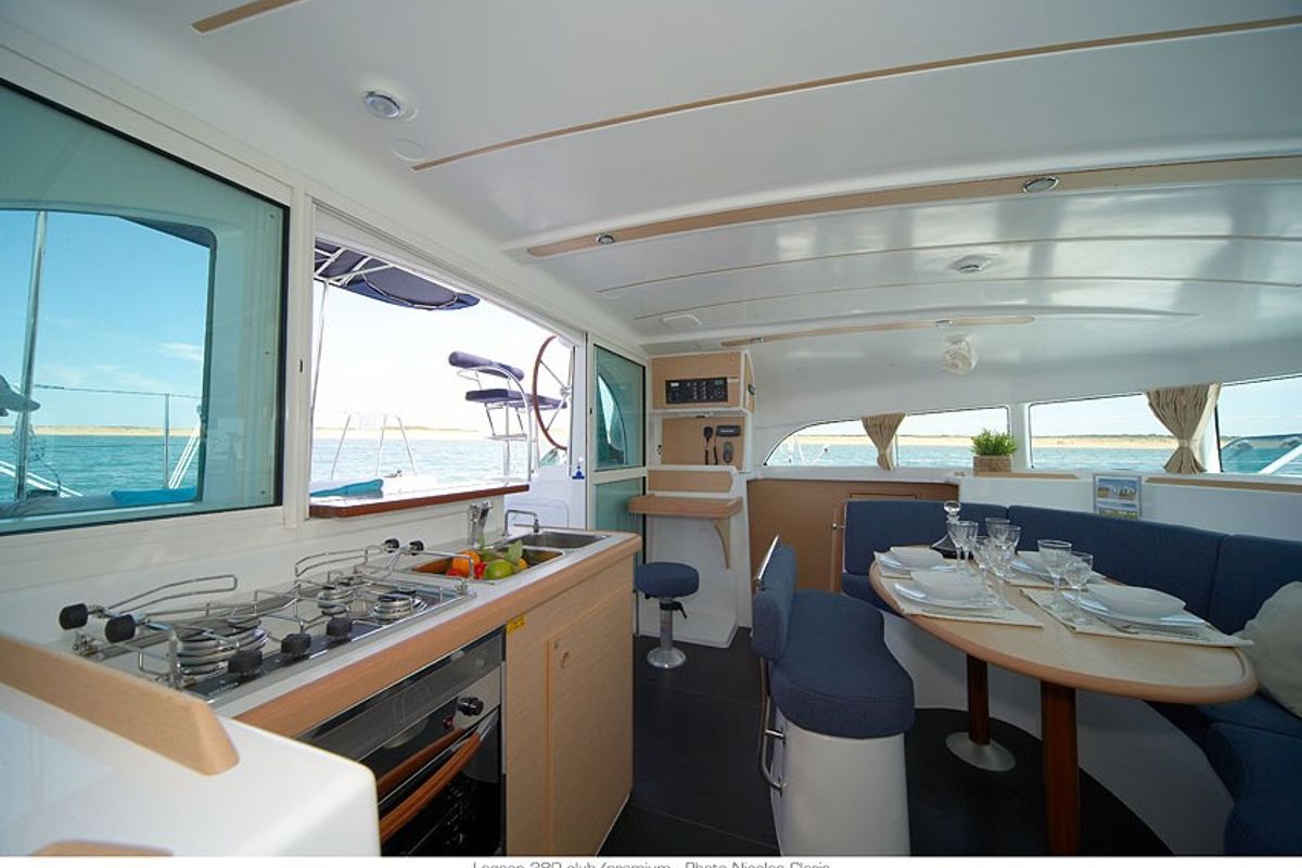 Galley of PUMA II, a Lagoon 380 catamaran at Alameda, United States