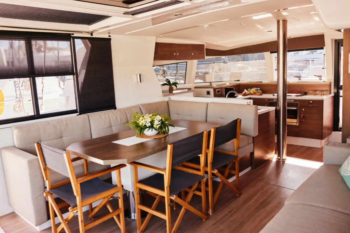 Salon of Pisces, a Bali 4.2 catamaran at Marmaris, Turkey