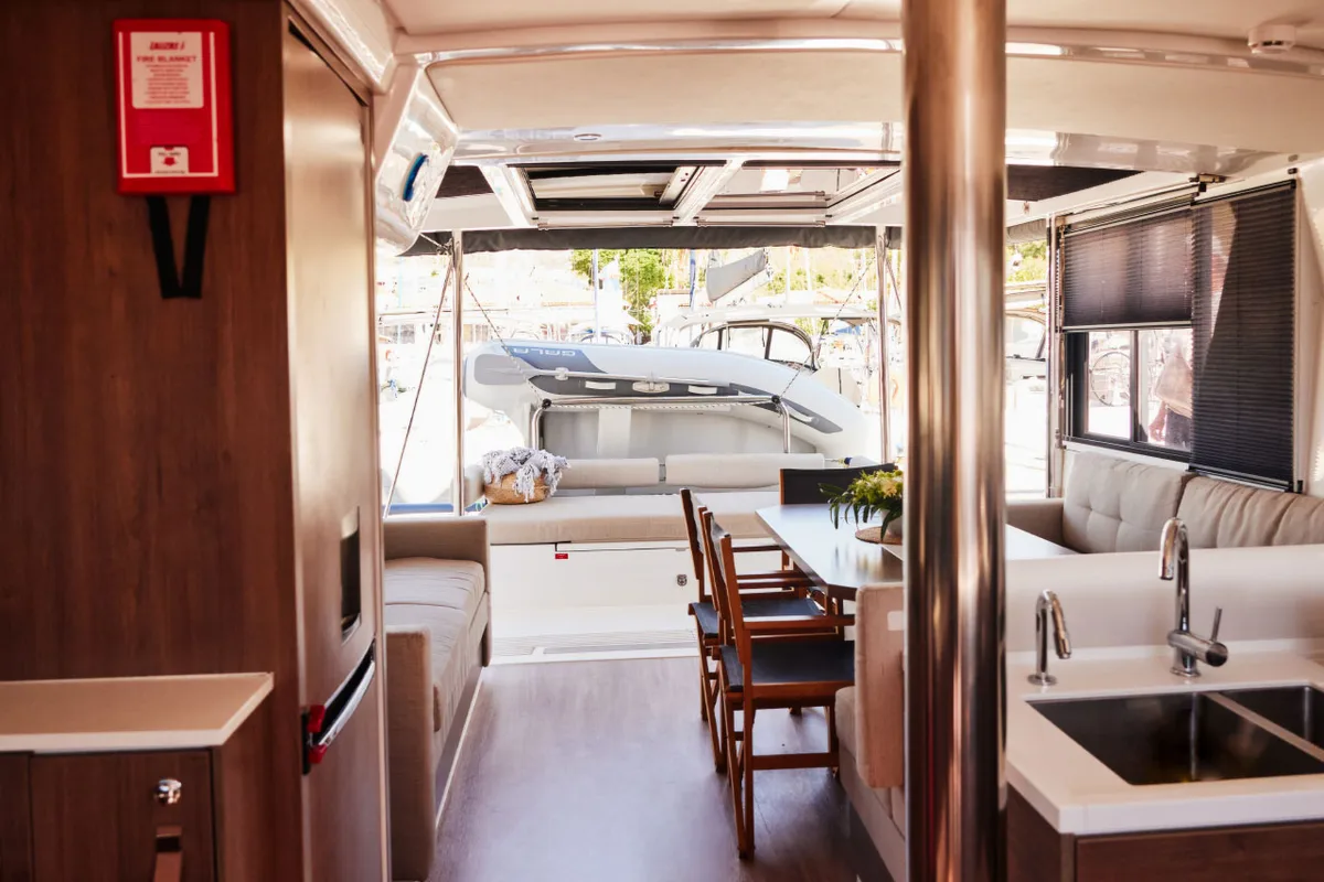 Salon of Pisces, a Bali 4.2 catamaran at Marmaris, Turkey