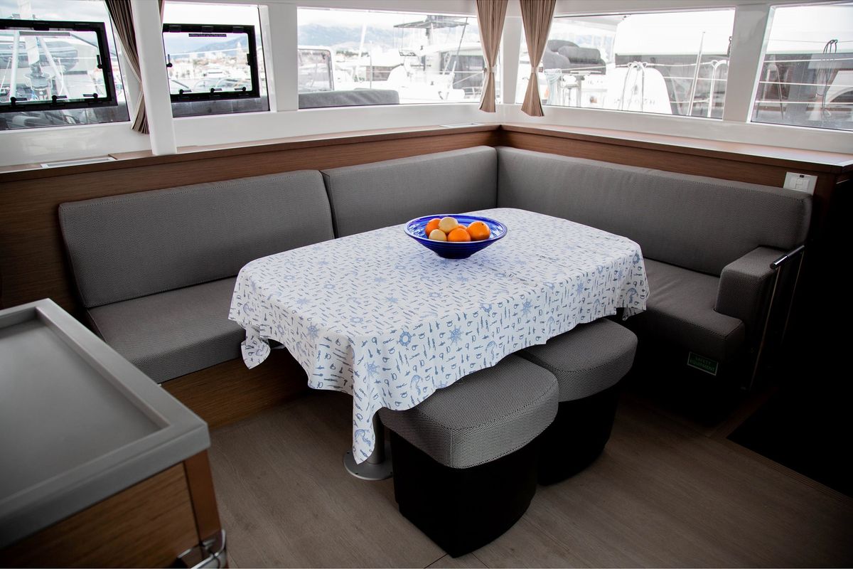 Salon of Anja I, a Lagoon 450 Fly catamaran at Općina Rogoznica, Croatia