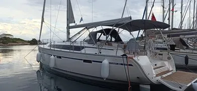 Exterior view of Metis, a Bavaria Cruiser 46 sailboat at Bodrum, Turkey