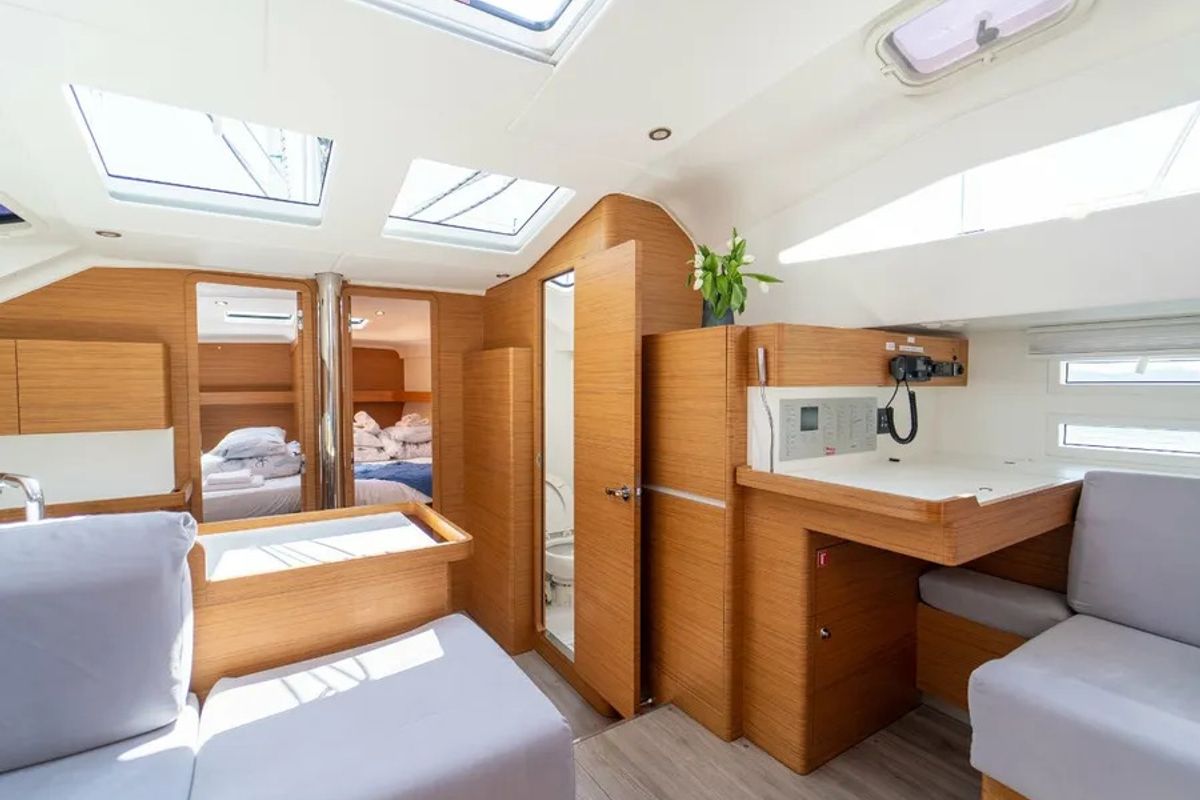 Salon of Cupcake, a Elan Impression 50 sailboat at Grad Šibenik, Croatia