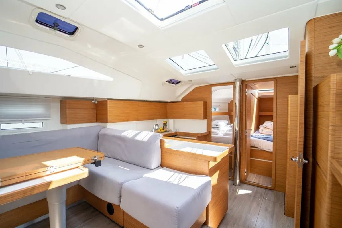 Salon of Cupcake, a Elan Impression 50 sailboat at Grad Šibenik, Croatia