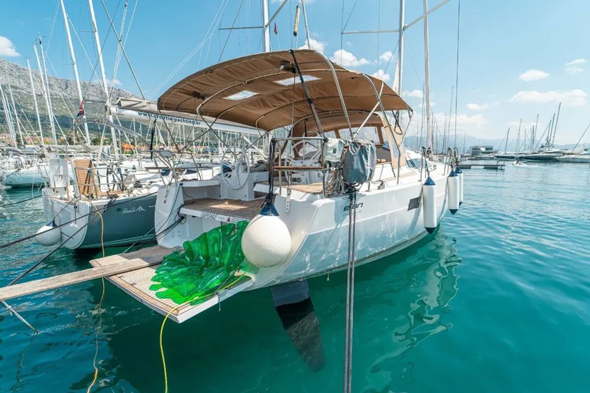 Exterior view of Cupcake, a Elan Impression 50 sailboat at Grad Šibenik, Croatia