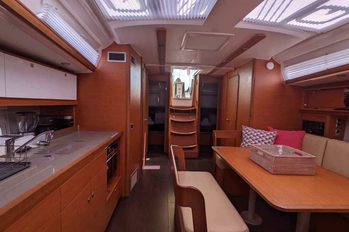 Galley of Hoosier Lady, a Dufour 430 sailboat at Road Town, British Virgin Islands