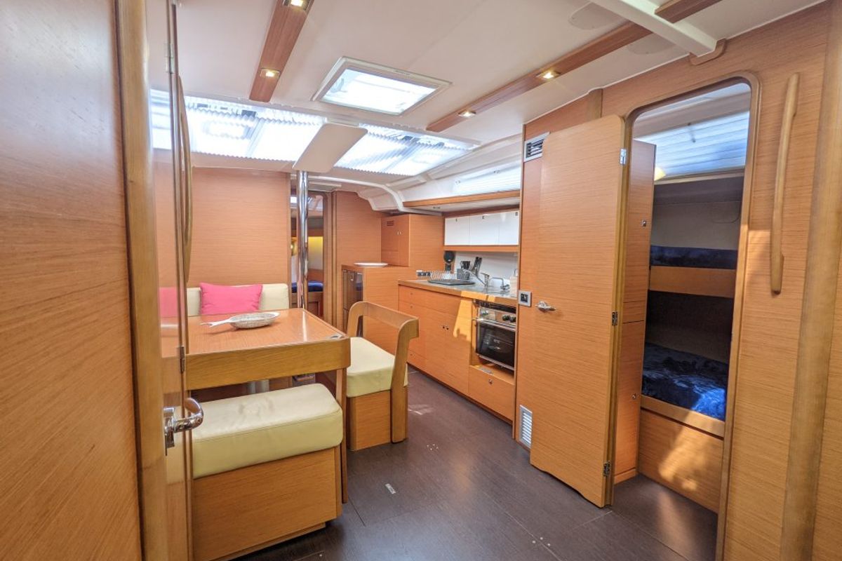 Salon of Hoosier Lady, a Dufour 430 sailboat at Road Town, British Virgin Islands