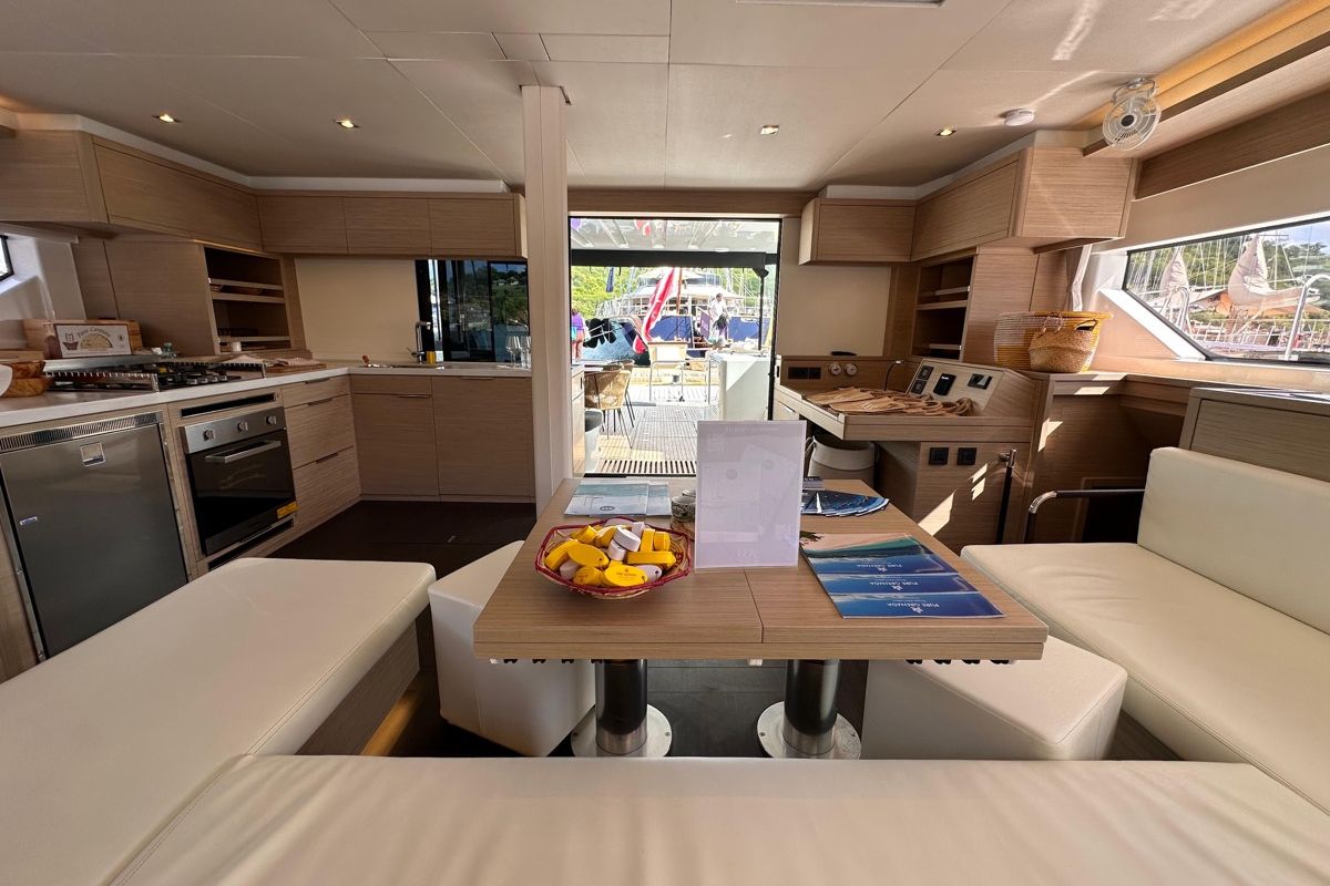 Salon of Maui, a Lagoon 55 catamaran at Marigot, France