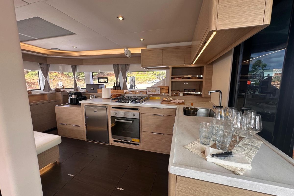 Galley of Maui, a Lagoon 55 catamaran at Marigot, France