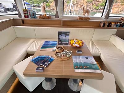 Salon of Maui, a Lagoon 55 catamaran at Marigot, France