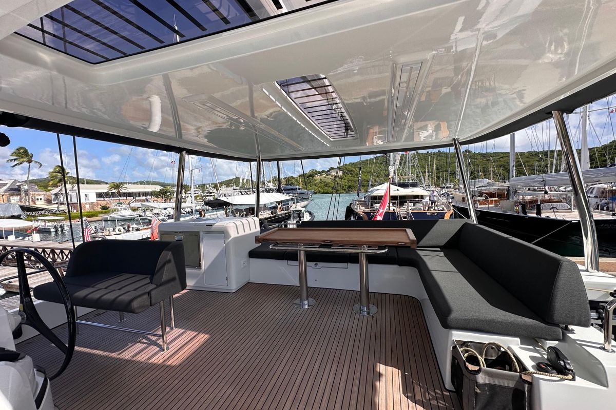 Deck of Maui, a Lagoon 55 catamaran at Marigot, France