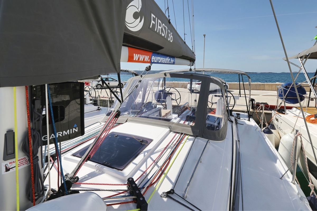 Cockpit of January, a Beneteau First 36 sailboat at Grad Biograd na Moru, Croatia