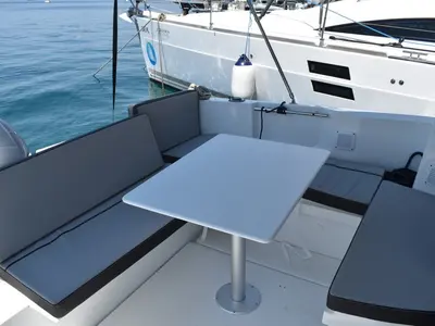 Deck of Posejdon, a Jeanneau Merry Fisher 795 motorboat at Mali Lošinj, Croatia