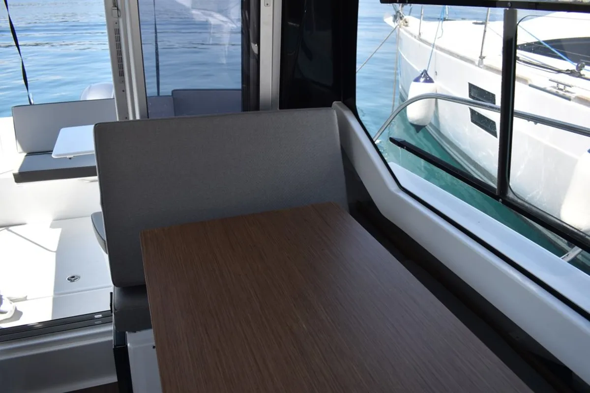 Salon of Posejdon, a Jeanneau Merry Fisher 795 motorboat at Mali Lošinj, Croatia