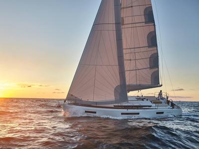 Exterior view of Agrippa, a Jeanneau Sun Odyssey 440 sailboat at Lavreotiki Municipal Unit, Greece