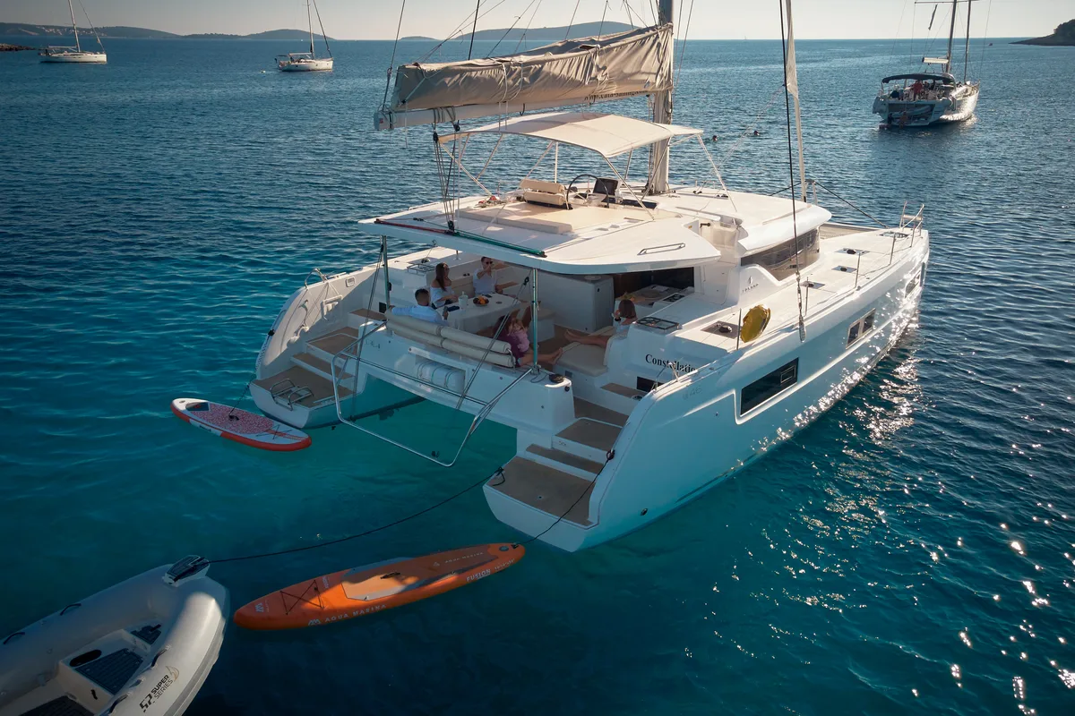Exterior view of CONSTELLATION, a Lagoon 46 catamaran at Grad Trogir, Croatia