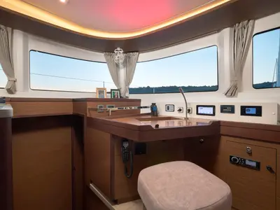 Cockpit of CONSTELLATION, a Lagoon 46 catamaran at Grad Trogir, Croatia