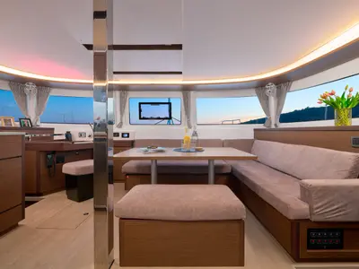 Salon of CONSTELLATION, a Lagoon 46 catamaran at Grad Trogir, Croatia