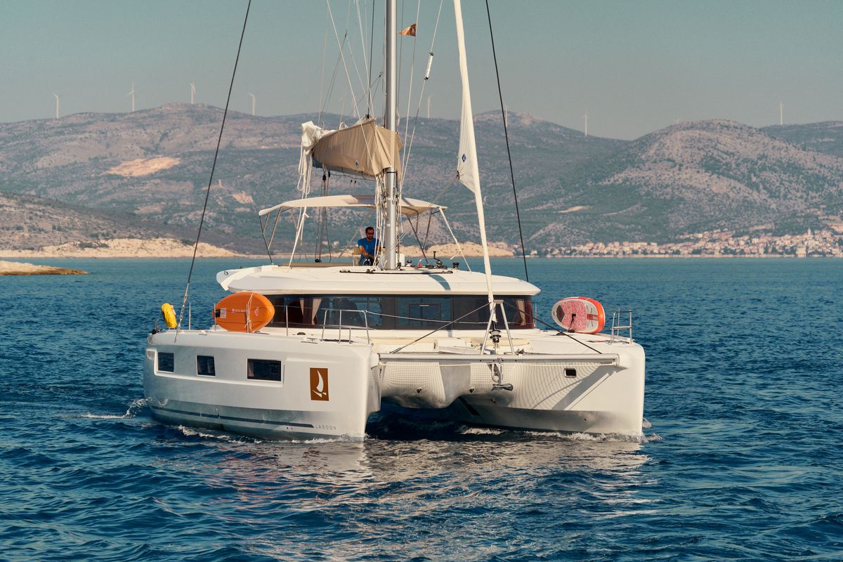 Exterior view of CONSTELLATION, a Lagoon 46 catamaran at Grad Trogir, Croatia