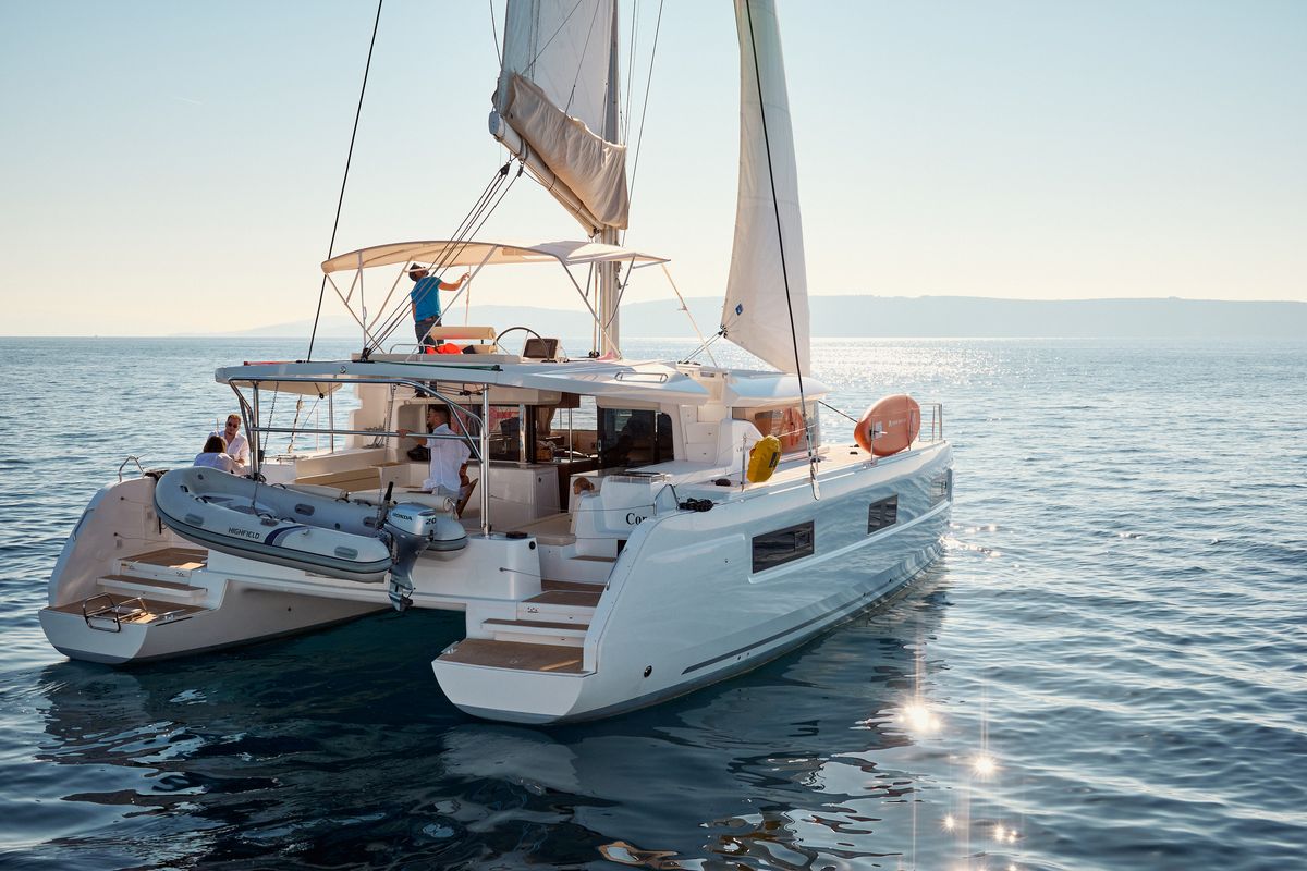 Exterior view of CONSTELLATION, a Lagoon 46 catamaran at Grad Trogir, Croatia
