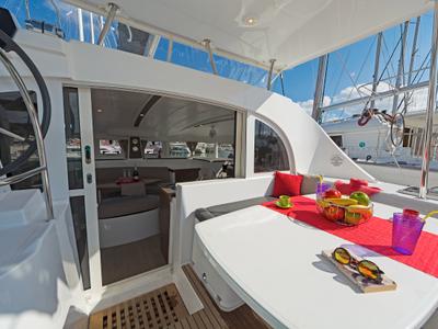 Deck of Eleven, a Lagoon 380 catamaran at Gouvia, Greece
