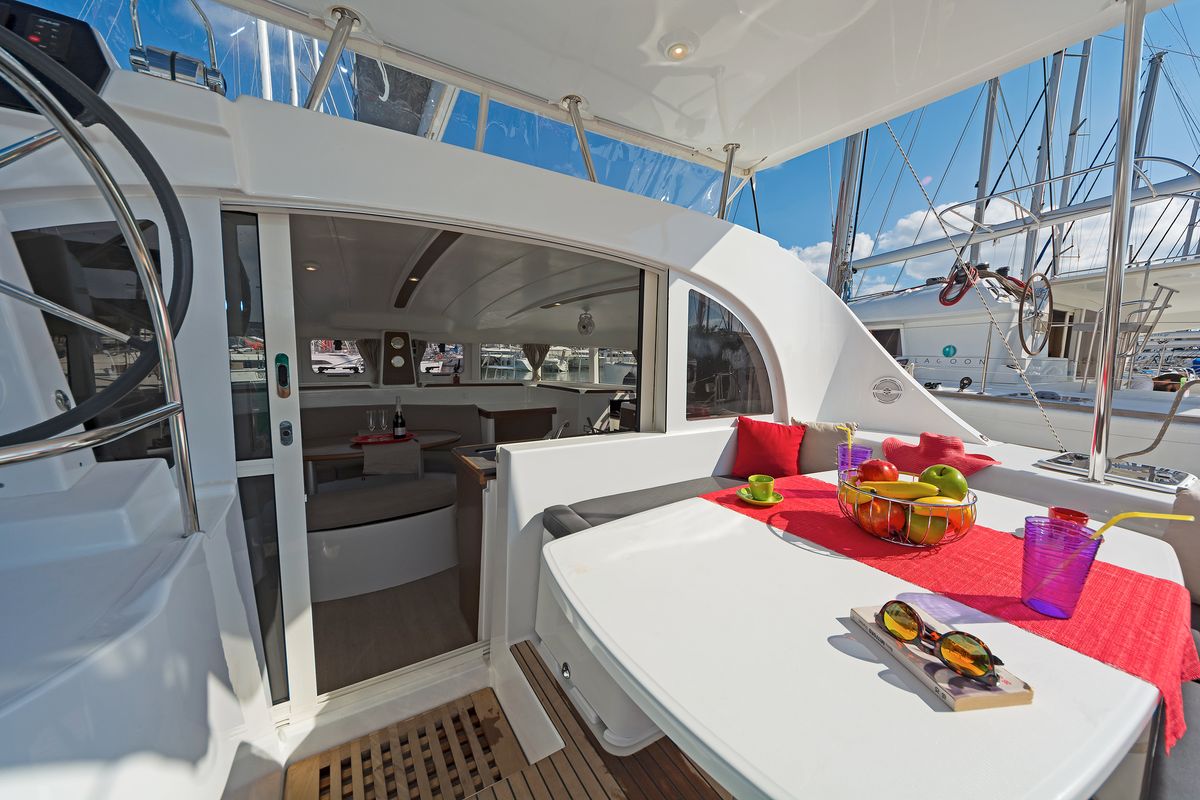 Deck of Eleven, a Lagoon 380 catamaran at Gouvia, Greece