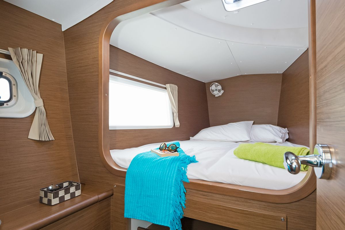 Cabin on Eleven, a Lagoon 380 catamaran at Gouvia, Greece