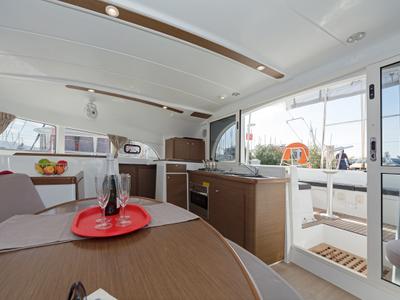 Galley of Eleven, a Lagoon 380 catamaran at Gouvia, Greece