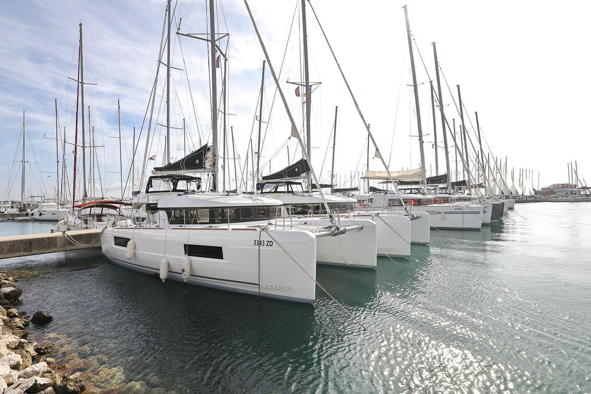 Exterior view of Blue Angel, a Lagoon 40 catamaran at Općina Sukošan, Croatia