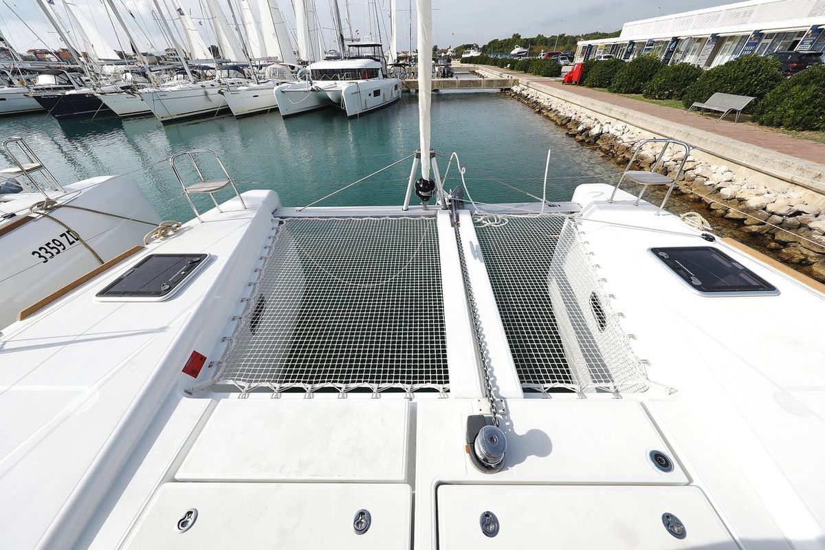 Deck of Blue Angel, a Lagoon 40 catamaran at Općina Sukošan, Croatia
