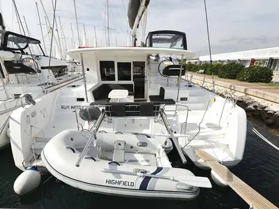 Deck of Blue Angel, a Lagoon 40 catamaran at Općina Sukošan, Croatia