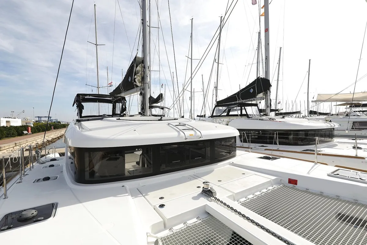 Deck of Blue Angel, a Lagoon 40 catamaran at Općina Sukošan, Croatia
