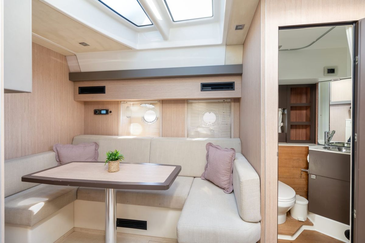 Salon of Brown Sugar, a Cranchi M44 HT yacht at Split, Croatia