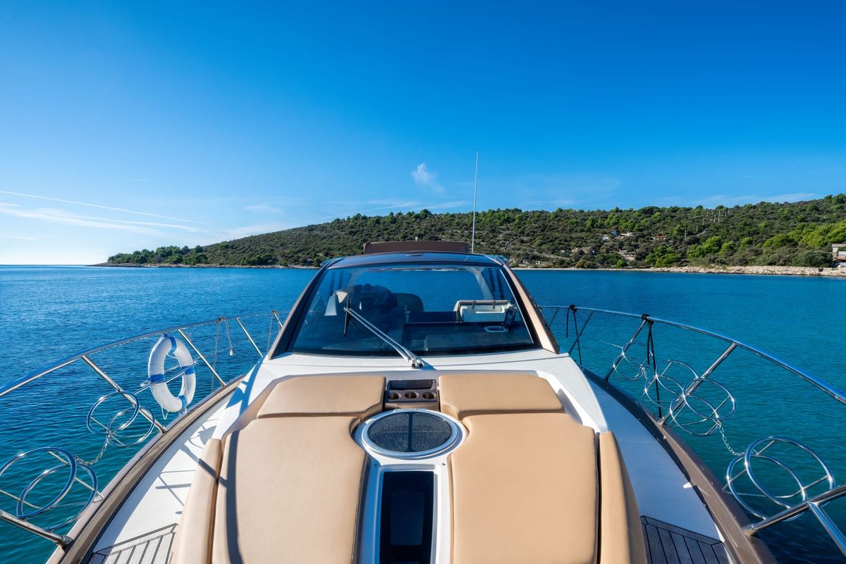 Deck of Brown Sugar, a Cranchi M44 HT yacht at Split, Croatia