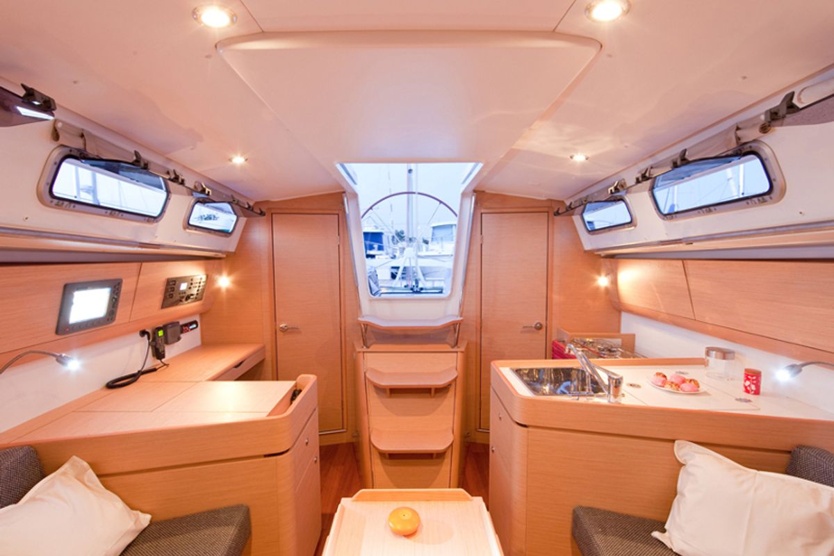 Salon of Aries, a Beneteau First 35 sailboat at Jezera, Croatia