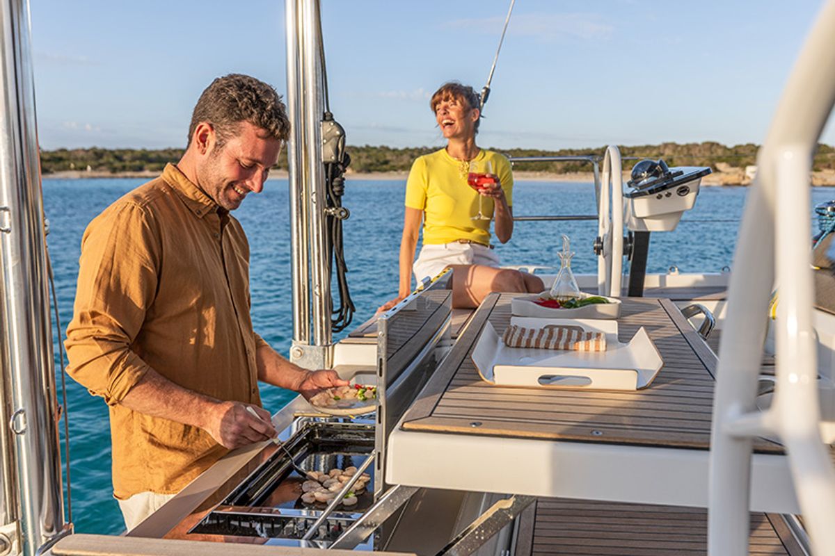 Deck of Nada, a Dufour 48 sailboat at Grad Šibenik, Croatia