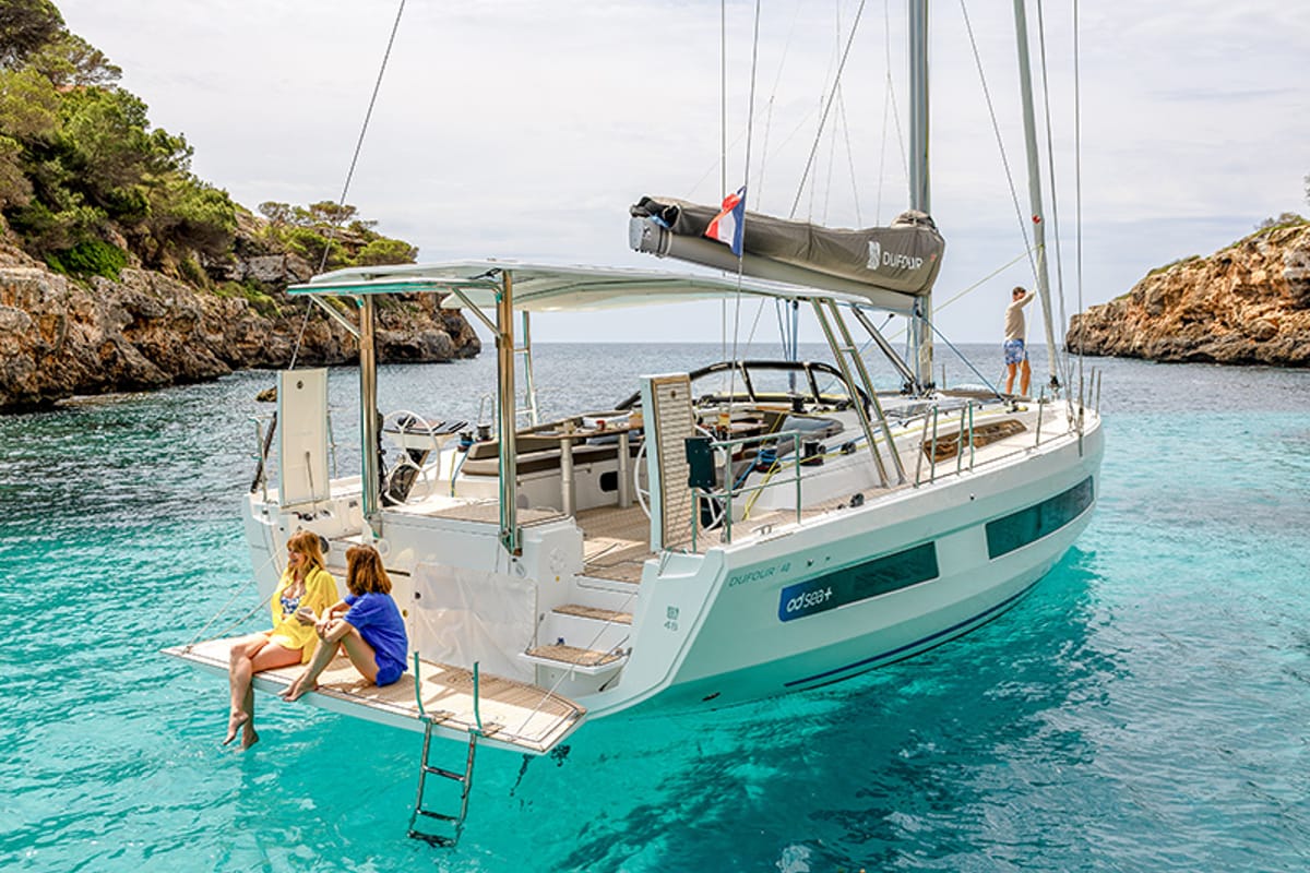 Exterior view of Nada, a Dufour 48 sailboat at Grad Šibenik, Croatia