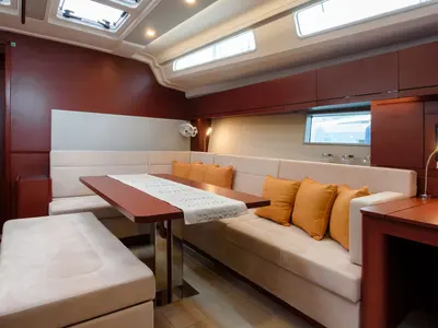 Salon of Atena, a Hanse Yachts Hanse 508 sailboat at Cannigione, Italy