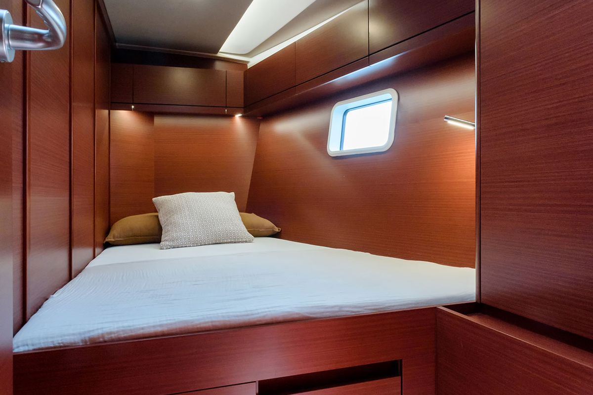 Cabin on Atena, a Hanse Yachts Hanse 508 sailboat at Cannigione, Italy