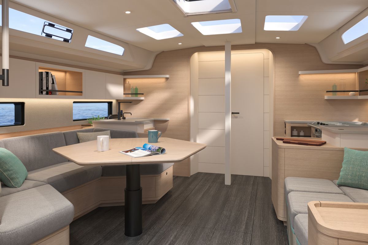 Salon of Sunsail 44.4 Premium Plus, a Dufour 44 sailboat at Dubrovnik, Croatia