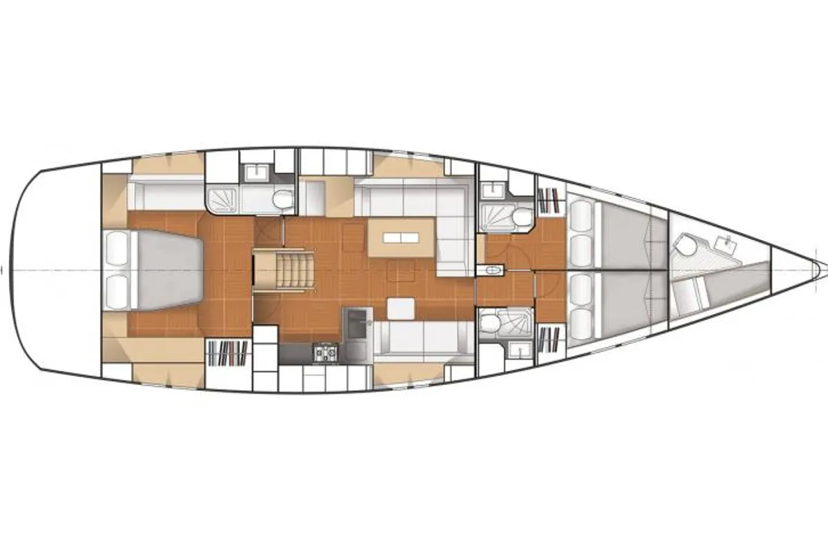 Floor plan of MAE, a Hanse Yachts Hanse 545 sailboat at Izola / Isola, Slovenia