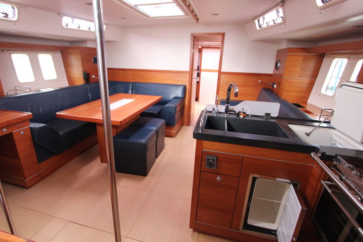 Galley of MAE, a Hanse Yachts Hanse 545 sailboat at Izola / Isola, Slovenia