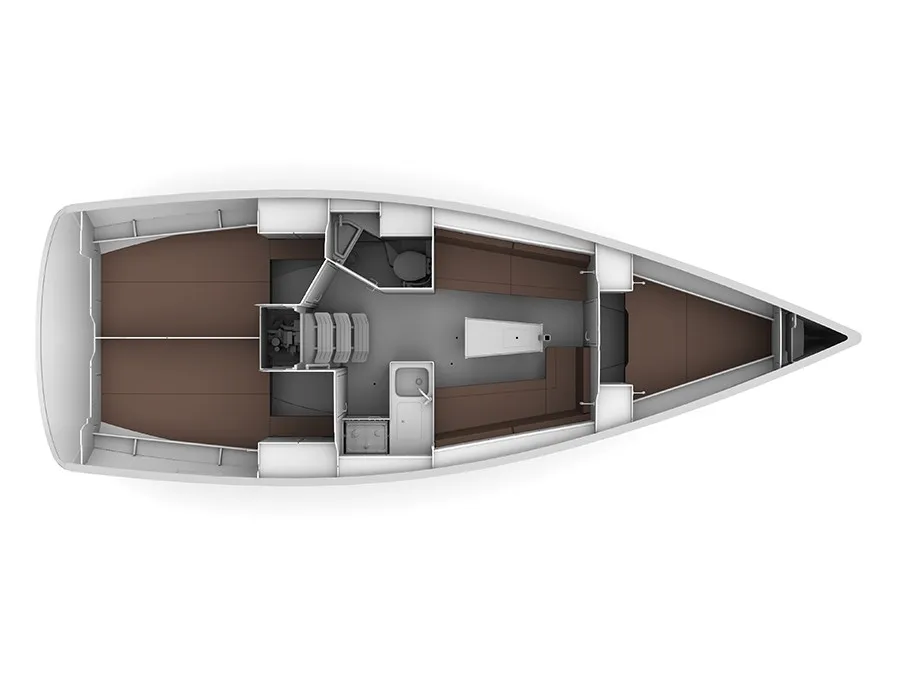 Floor plan of Breeze, a Bavaria Cruiser 34 sailboat at Općina Sukošan, Croatia
