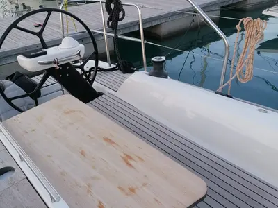 Cockpit of Biga, a Dufour 360 Grand Large sailboat at Capo d'Orlando, Italy