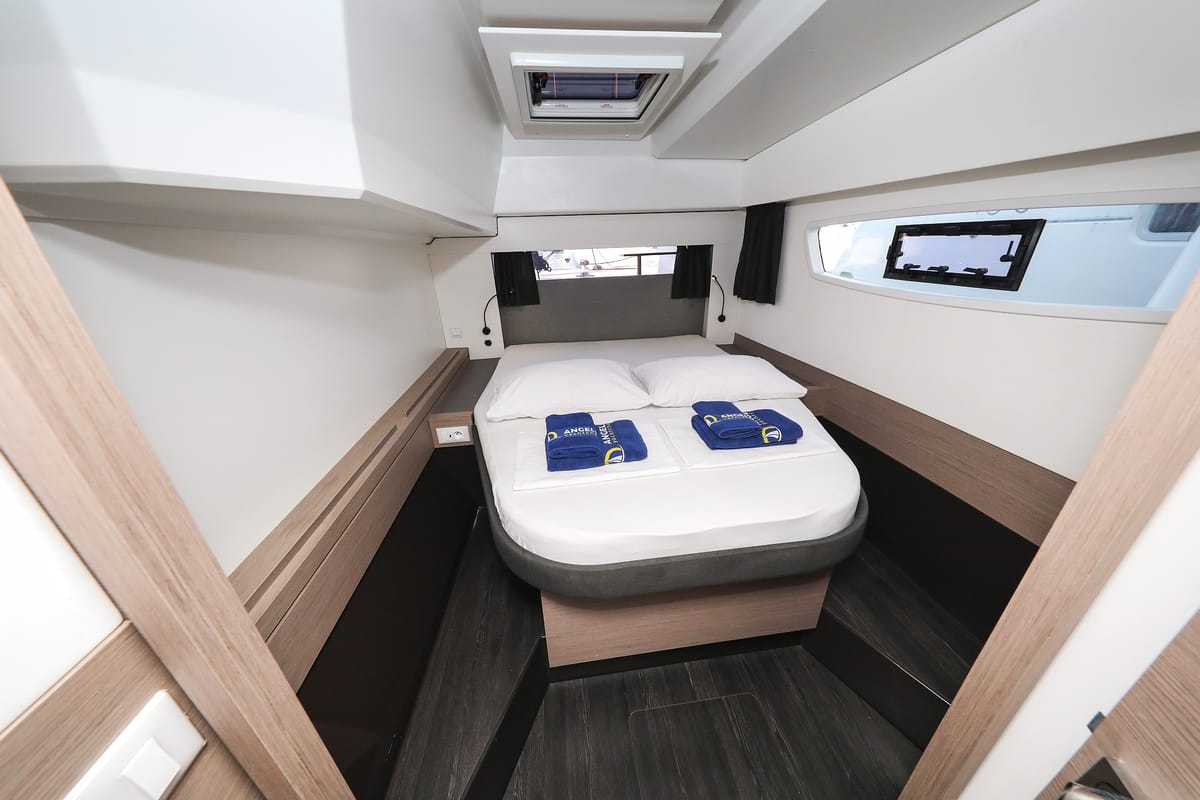 Cabin on Macho, a Fountaine Pajot Astrea 42 Quatuor catamaran at Grad Trogir, Croatia