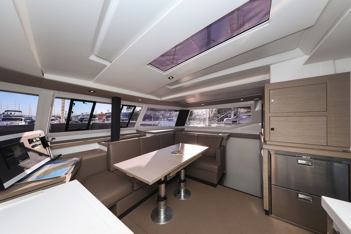 Salon of Macho, a Fountaine Pajot Astrea 42 Quatuor catamaran at Grad Trogir, Croatia