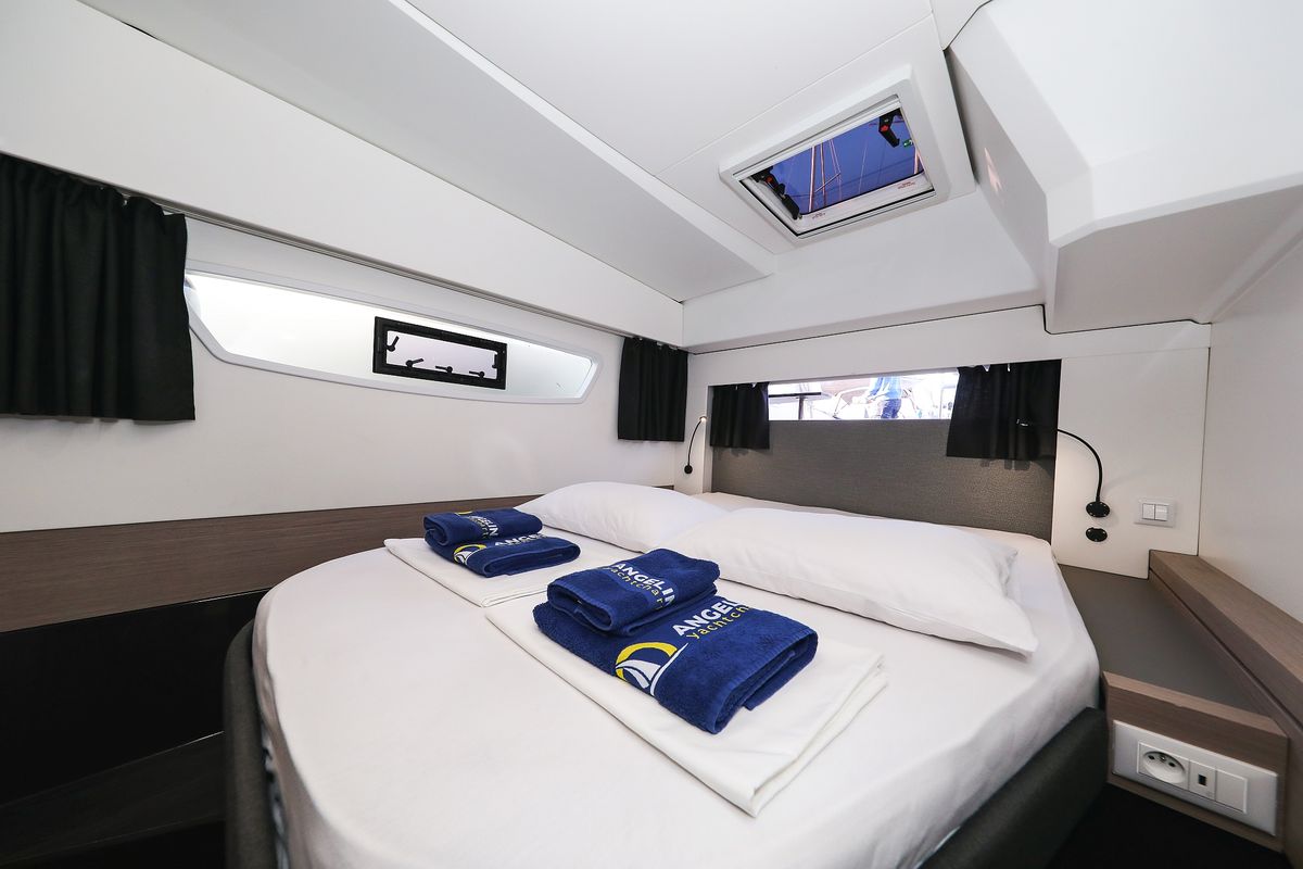Cabin on Macho, a Fountaine Pajot Astrea 42 Quatuor catamaran at Grad Trogir, Croatia
