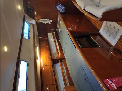 Galley of Argonaftis, a Bavaria 44 sailboat at Port of Avdira, Greece